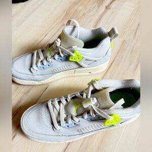Light Gray Blue Nike Athletic Sneakers with Neon Yellow Accents